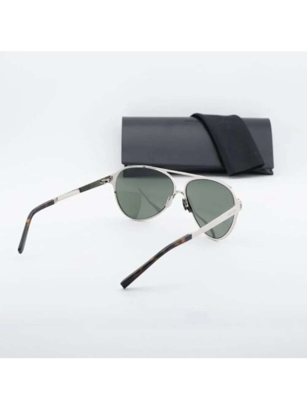 Saint Laurent SL734 002 Aviator Sunglasses - Silver/Grey